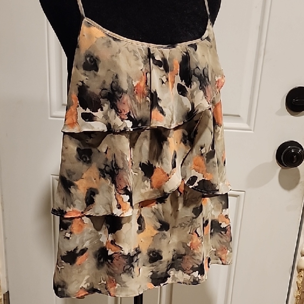 New York & Company Beige and Black Dressy Top